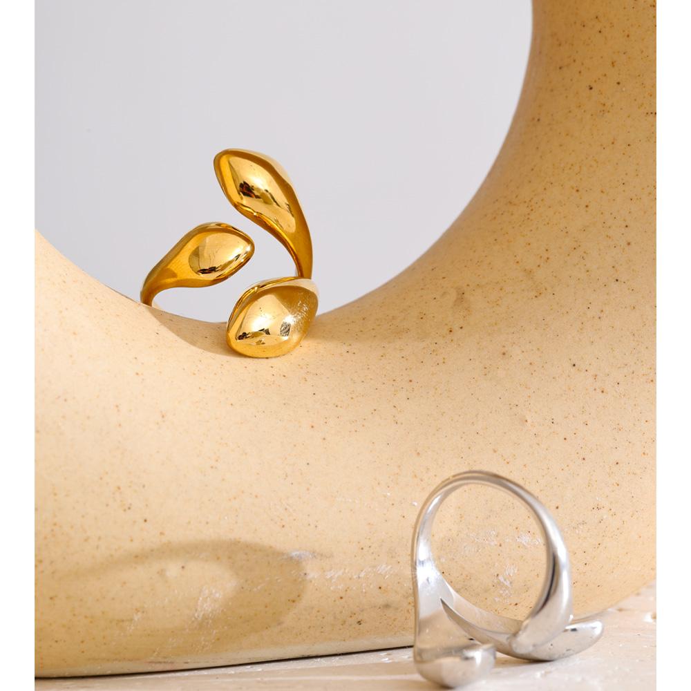 Yhpup High Quality Smooth Stainless Steel Geometric Casting Ring Gold & Platinum Plated Distinctive Daily Wear Finger Jewelry