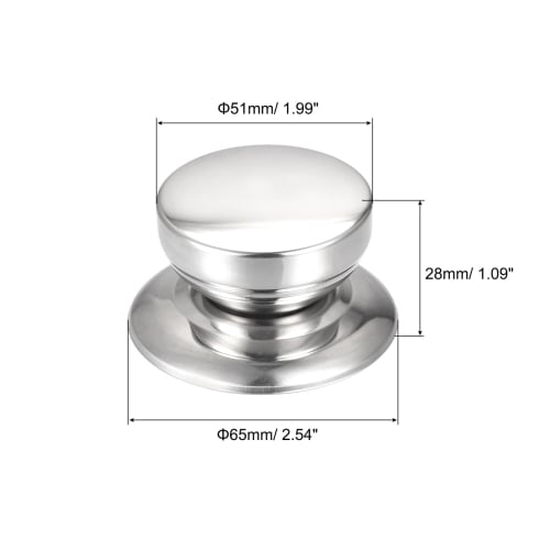 Uxcell Universal Pot Lid Knobs, Stainless Steel Replacement Knobs, 51x28mm, Glass and Stainless Steel, Pack of 4
