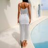 New Summer Sexy Hollow Slit Knitted Beach Skirt Casual Seaside Vacation Suspender Dress