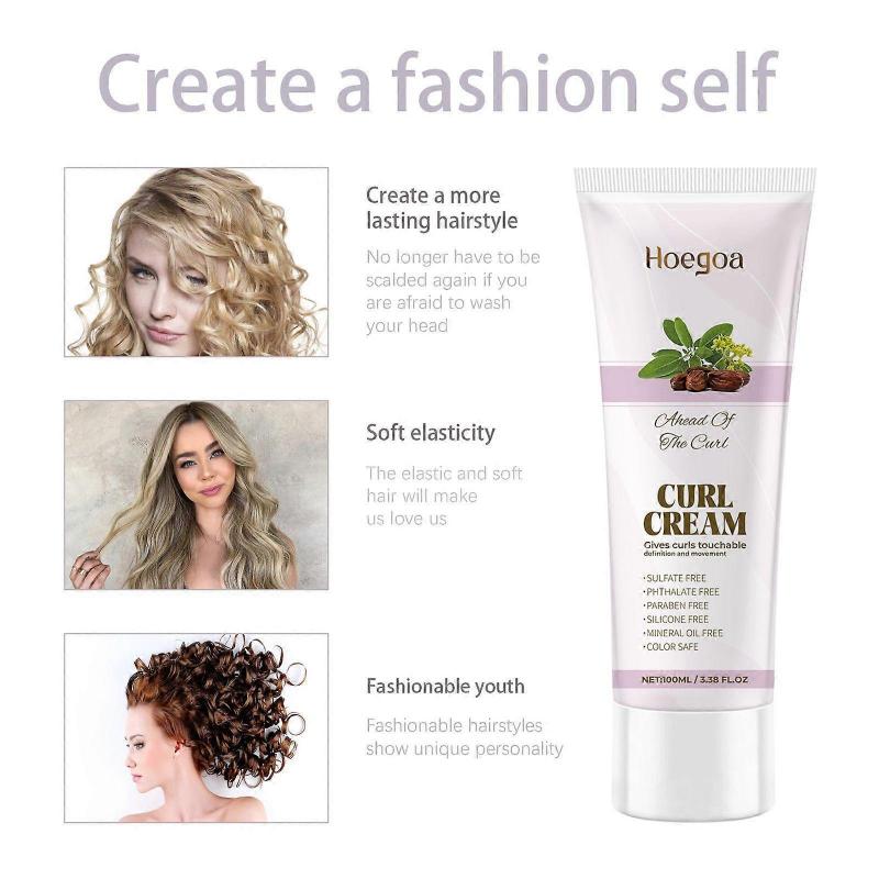 Hoegoa Jojoba Oil Curly Hair Double Eyelid Cream Perm Curly Hair Care Shaping Hair Moisturizing Luster Elastin