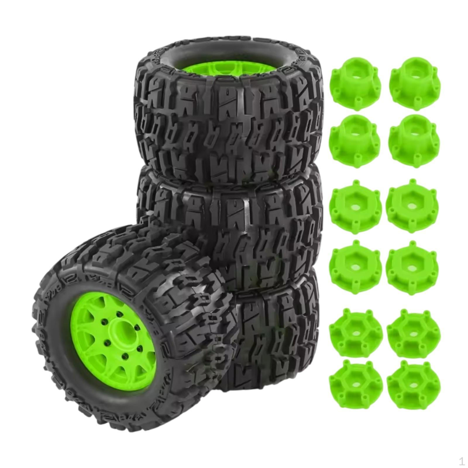 

4 Pieces RC Truck Tyre Spare Parts, Good Grip, Wear Resistance, Wheel Tires Set, Rally Tyres for зелений