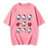 2026 New Arrival Kawaii Hello Kitty Strawberry Apple Print Couple T Shirts Casual Family Matching Outfits Parentchild Tees Tops