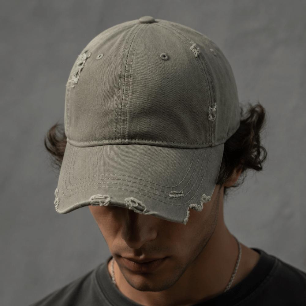 Ripped Brim Hole Baseball Cap Visor Sunscreen Hats Vintage Streetwear Sun Hat For Man Women Unisex