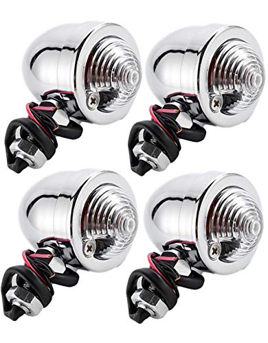 Marosam Motorcycle American Bullet Bullet Turn Signal Harley Set of 4 Silver