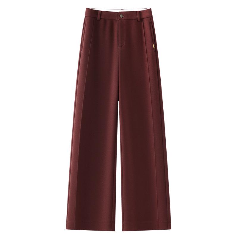 

Ancola Women s Red Wide-Leg Cashmere Drape Pants - 2024 Autumn/Winter Style 2XL