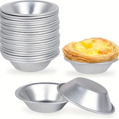 10pcs/set Reusable Egg Tart Molds Aluminum Alloy Baking Accessories Pudding Mould Mooncake Mold Kitchen Oven Dessert Mould