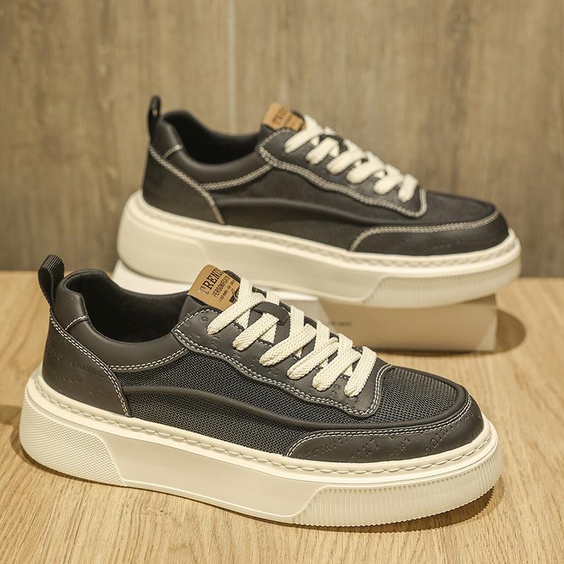 

Men s shoes summer 2025 new fashion breathable mesh casual board shoes men s high sense niche soft sole sports little white 44