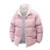 Men's Stand Collar Solid Color Jacket Plus Velvet Thickened Couple Casual Comfortable Cotton Jacket