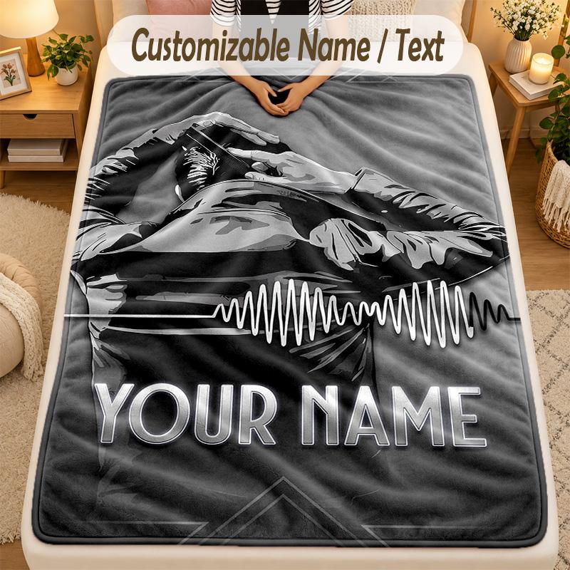 Flannel BlanketArctic Monkeys Custom Name Text Personalized Soft Warm Throw Blanket Home Decor Gift