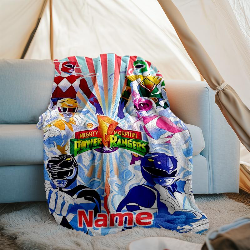 Personalized Custom Name Blanket - Mighty Morphin Power Rangers Print Design,Blanket for Sofa,Bed,Travel,Camping - Soft and Warm, Great Gift