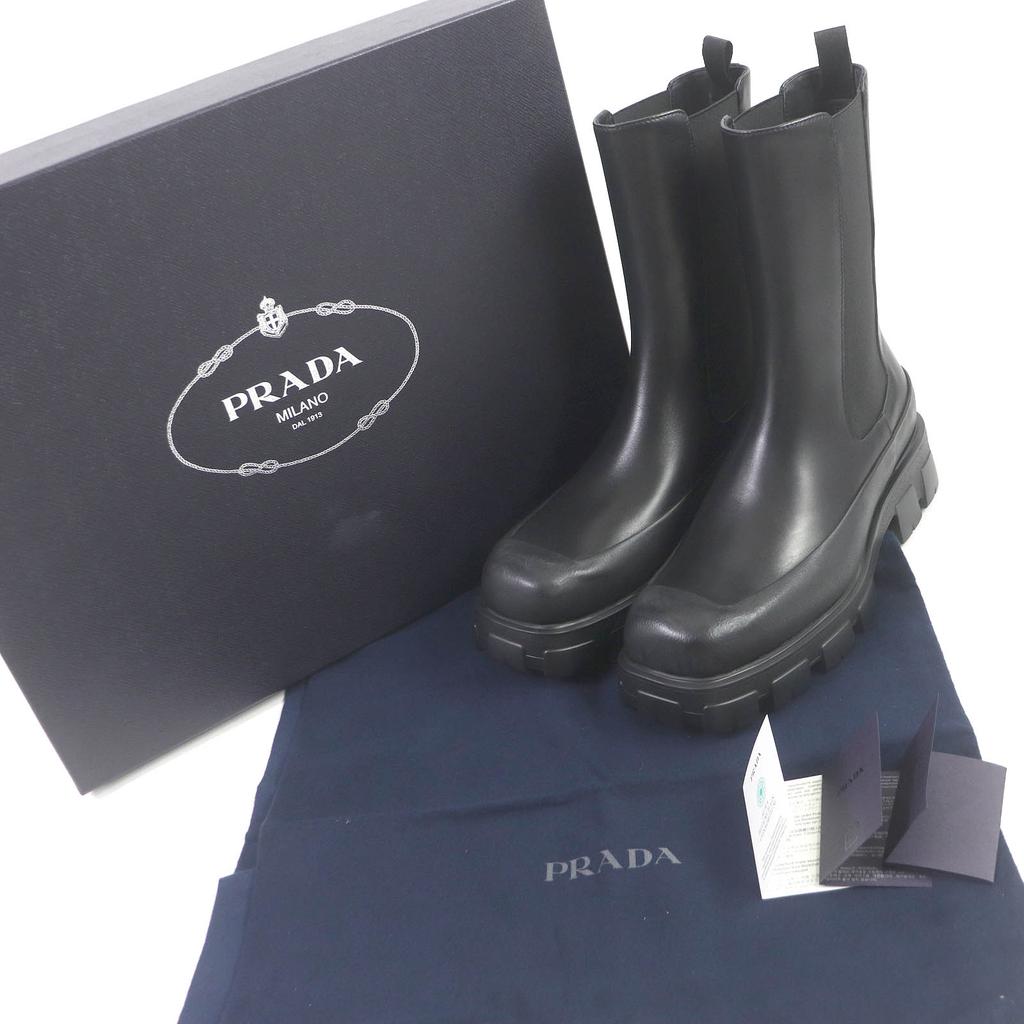 Pristine PRADA Boots Monolith Chelsea Shoes with Thick Soles Leather Mens 10 2UG007 Used
