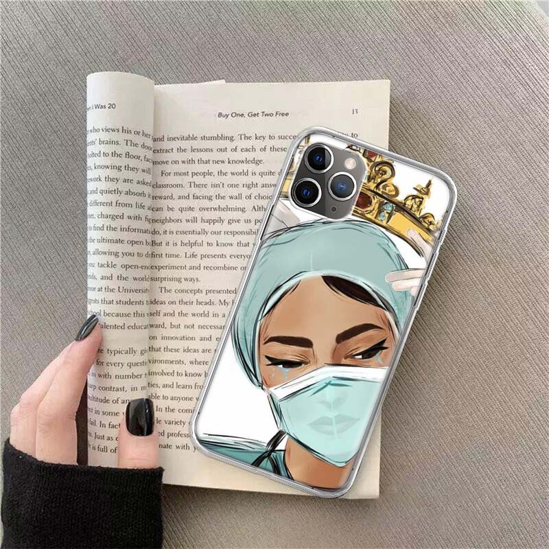 Cartoon Medicine Doctor Nurse Phone For Apple Iphone 12 13 Mini 15 Pro Max 11 Pro 14 Plus 16 Pro Max 16E Case Shell Cover Clear