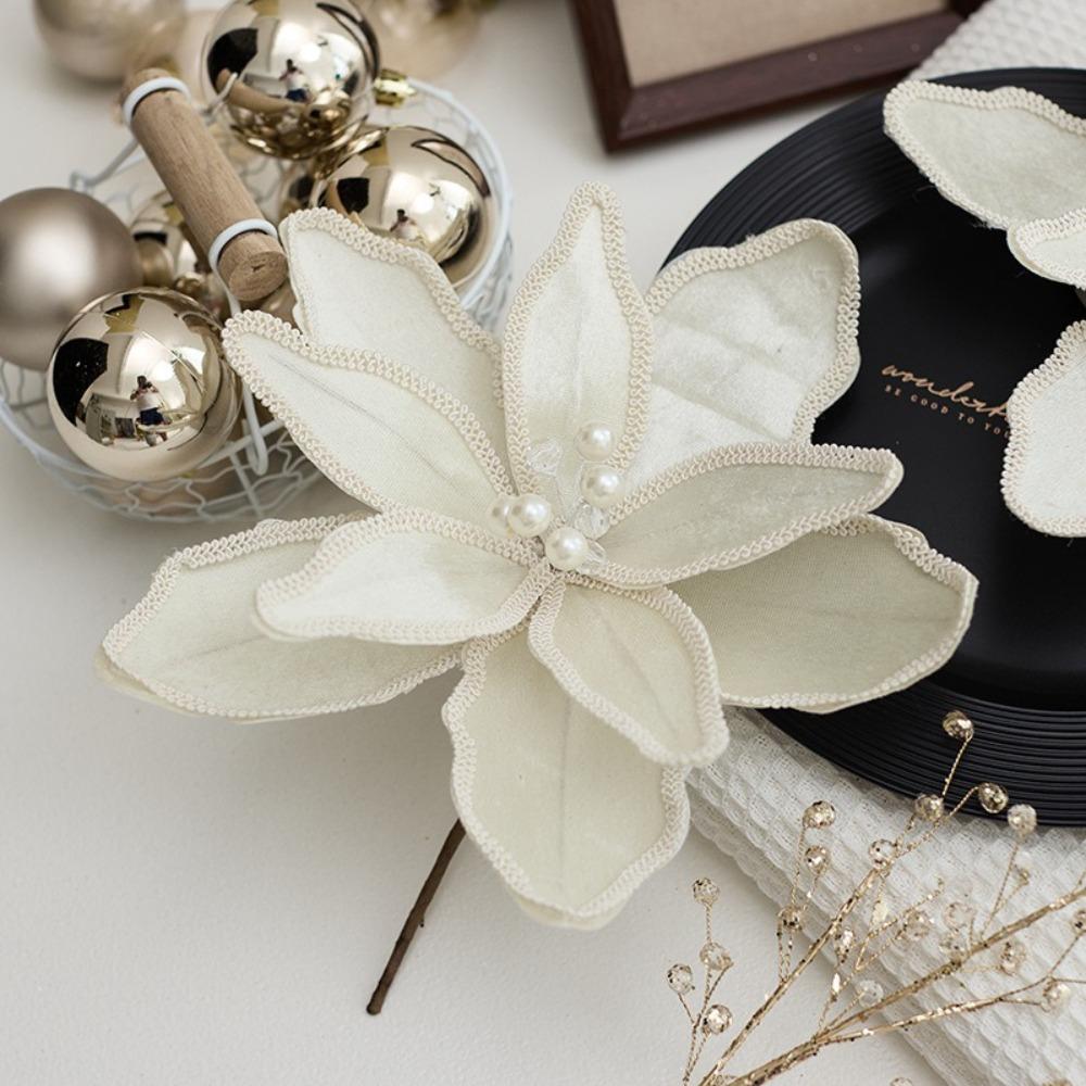 

Large Size Festive Glitter Flower High-grade Xmas Tree Decorations New Artificial Xmas Flower 4