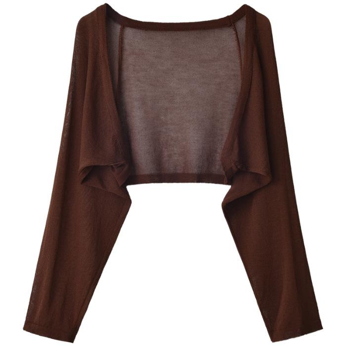 

Летняя трикотажная куртка из шелка Ice, солнцезащитный женский белый кардиган с сарафаном поверх халата и жакетом с небольшими плечами One size