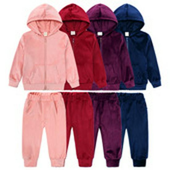 Children's Solid Color Hooded Long Sleeve Top and Pants Set for Medium and Large Boys and Girls - Trendy Autumn Clothing