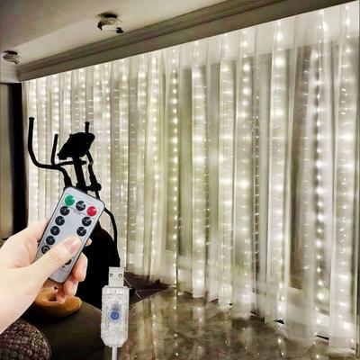 3M/6M LED Lichterketten Vorhanglichter 8 Modi USB Fernbedienung Lichterkette Hochzeit Weihnachtsdeko für Zuhause Schlafzimmer Lampe