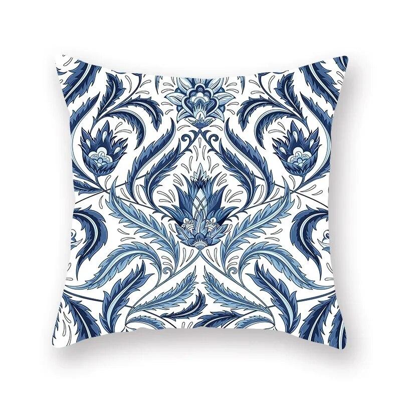 Blue Mandala Flower Geometric Print Pillowcase Living Room Sofa Bedroom Car Office Cushion Cover Home Decoration Ornament
