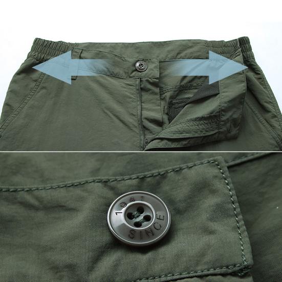Pantaloni Cargo Lunghi da Uomo a Colore Solido, Asciugatura Rapida, Sottili, Multi-tasche, Pantaloni da Esterno
