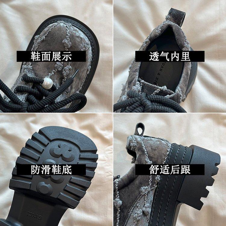 [Ushilai] thick-soled big-headed loafers for women's spring 2025 new heightening casual versatile Mary Jane shoes