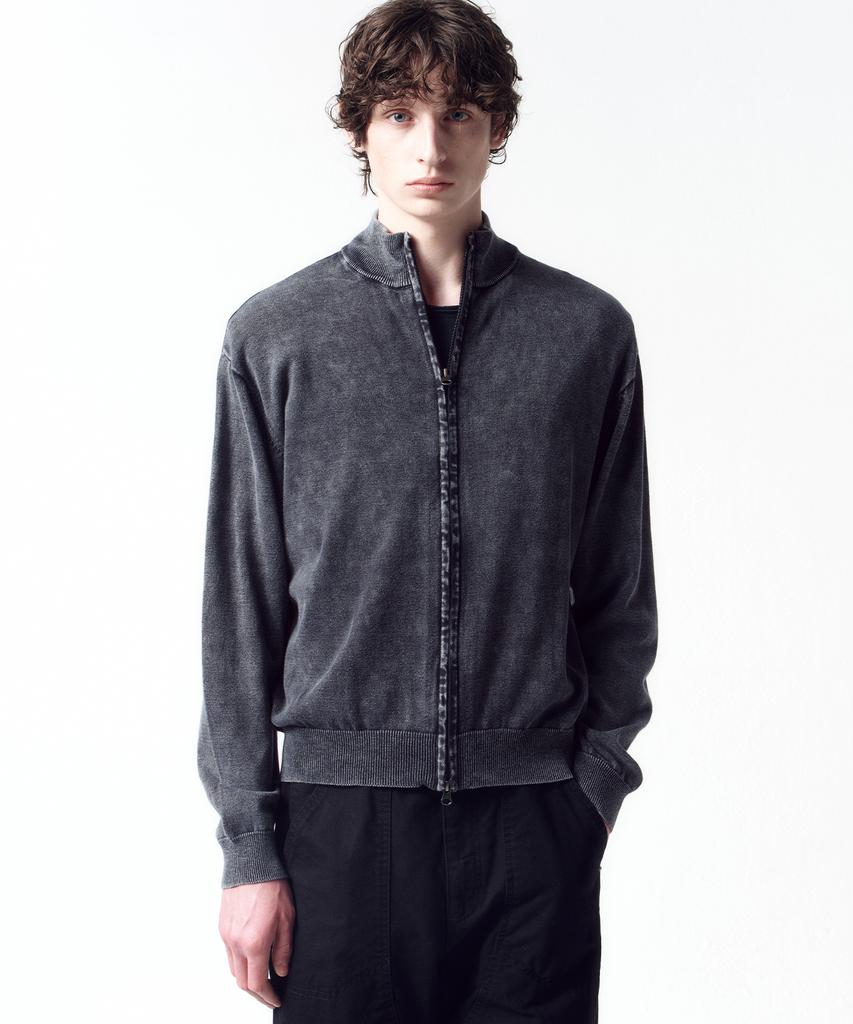 Insilence Stone Washed Knit Zip-Up Washed Grey