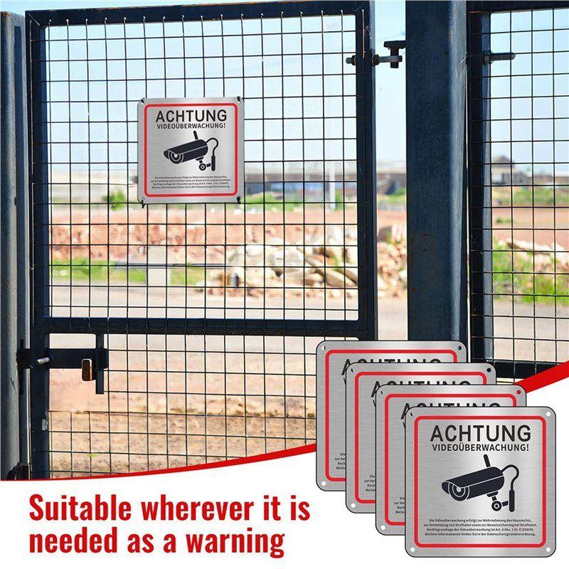 Video Surveillance Sign, Video Surveillance Private Property, 15 X 15 Cm Metal Warning Video Surveillance Sign 12Pack