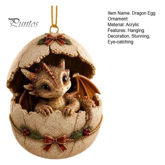 Decorative Acrylic Ornament Baby Dragon And Egg Christmas Ornament, 2D Flat Tree Hanging Personalized Party Scene Decoration Decoration, Fantasy