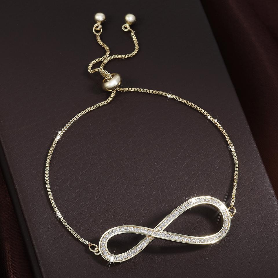 

Браслеты ZAKOL Simple в форме восьмерки с кубическим цирконием, регулируемые, для женщин, девушек, модные, для вечеринок, подарок с цирконием BP2030