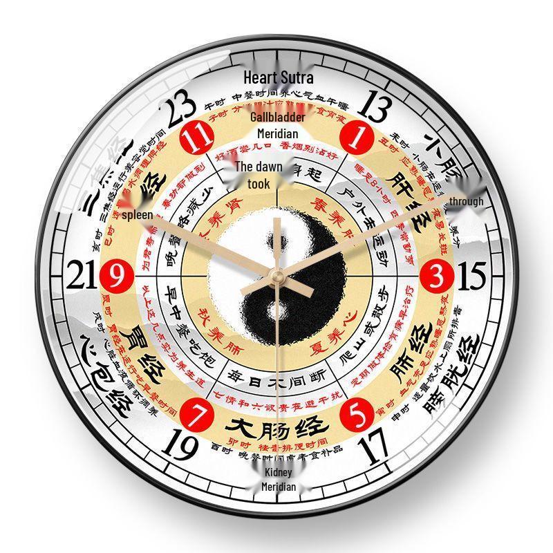 TCM Health Wall Clock with Auto Time Correction & Earthly Branches