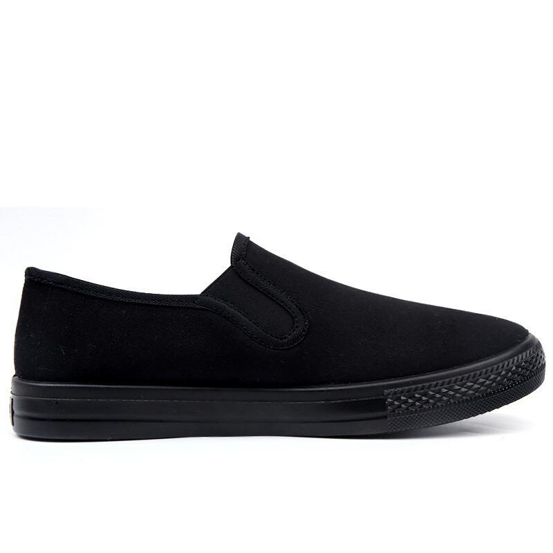 Men's shoes black new classic all-black low-top canvas shoes versatile fashion casual cloth shoes