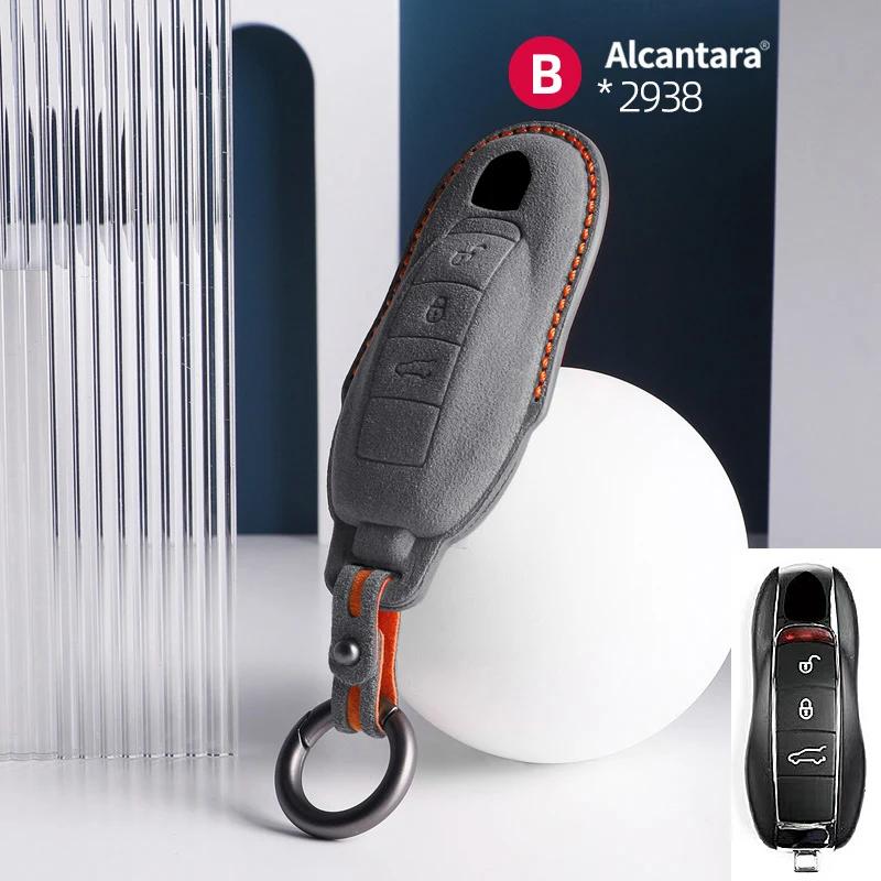 Alcantara Car Key Case Cover For Porsche Panamera Spyder Carrera Macan Cayman Cayenne 911 970 981 991 Accessories