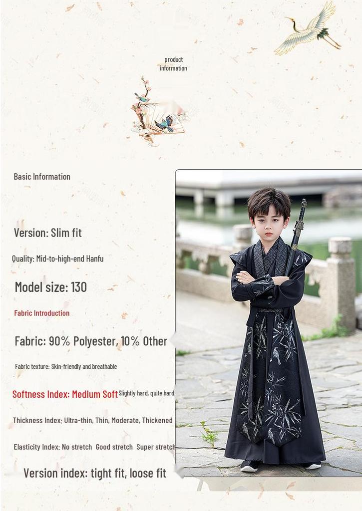 Hanfu Maschile Costume Antico Primavera/Autunno 2026: Elegante Abito Tang per Esibizioni di Bambini