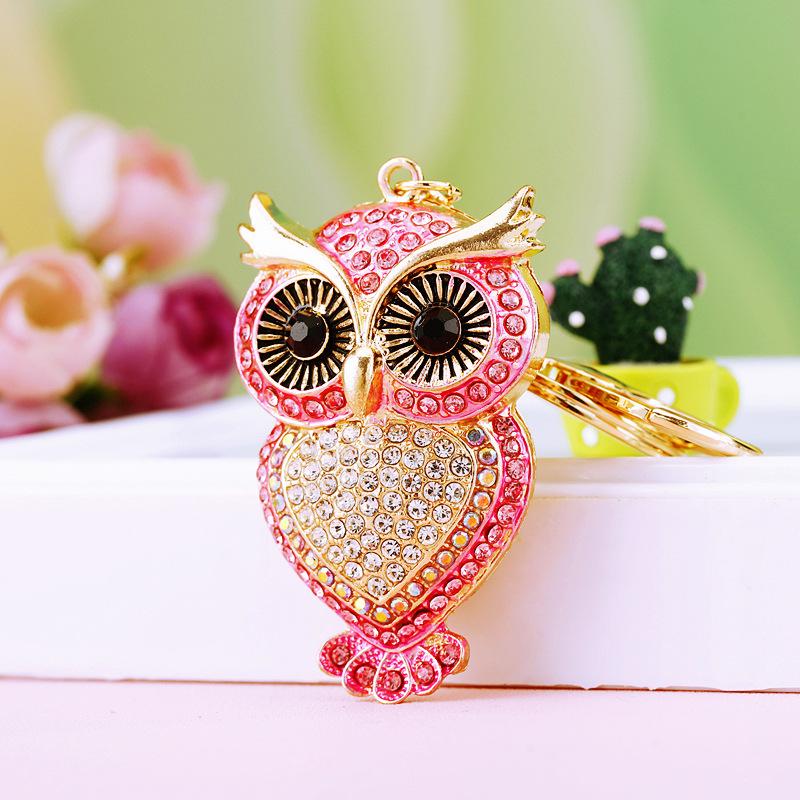 Owl Crystal Keyring Charm Pendant Handbag Purse Bag for Key Ring Chain Keychain
