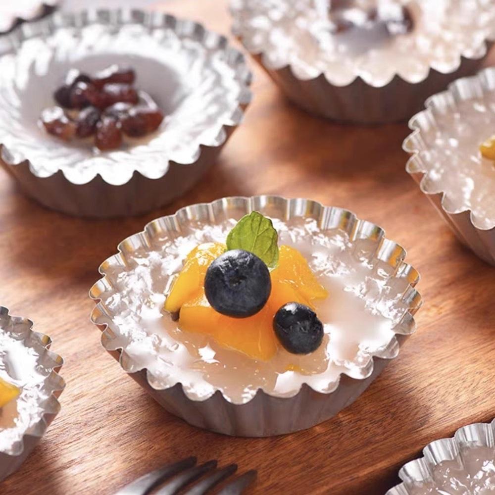 50PCS 20pcs Reusable Aluminum Alloy Cupcake Egg Tart Mold Cookie Pudding Mould Nonstick Cake Egg Baking Mold Pastry Tools