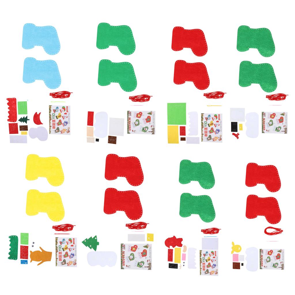 8set Christmas Kit Diy Felt Craft Material For Kids Handmade Ornament Sewing Educational Education Xmas Party Decor