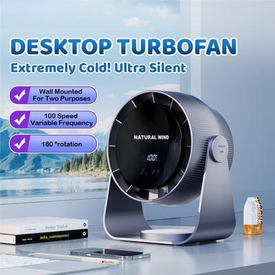 Portable Desktop Electric Fan Rechargeable LED Digital Display Air Circulation Fan 100 Gears Variable Frequency Strong Wind Fan