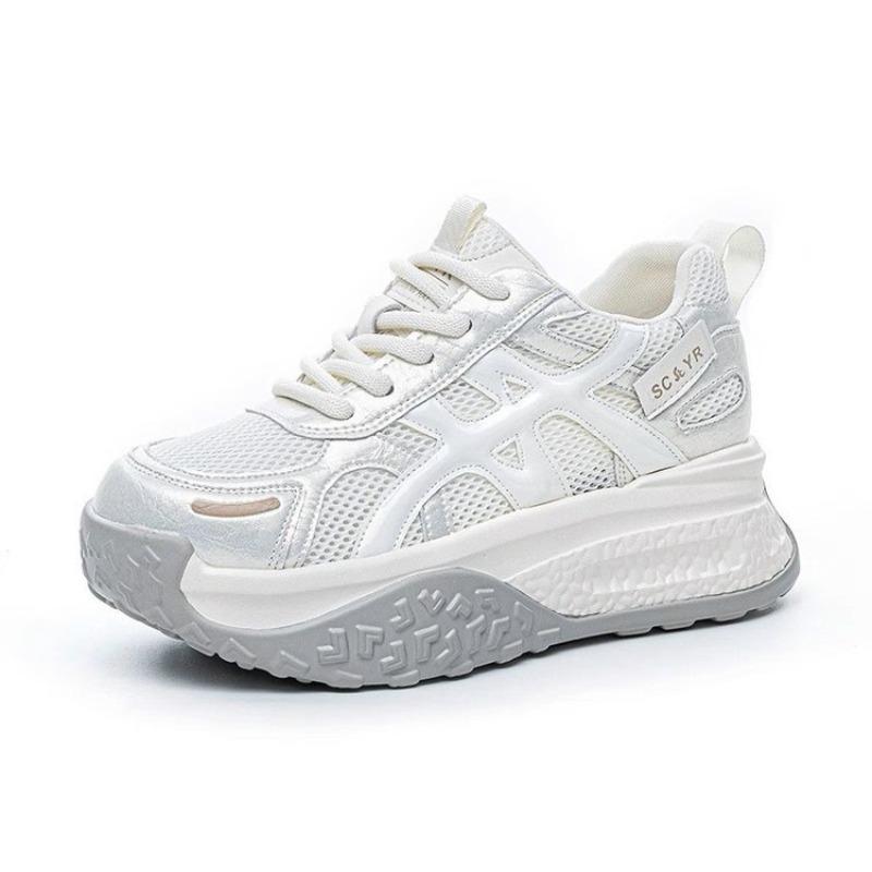 Autumn breathable mesh dad shoes women's new thick-soled heightening sports and leisure little white shoes