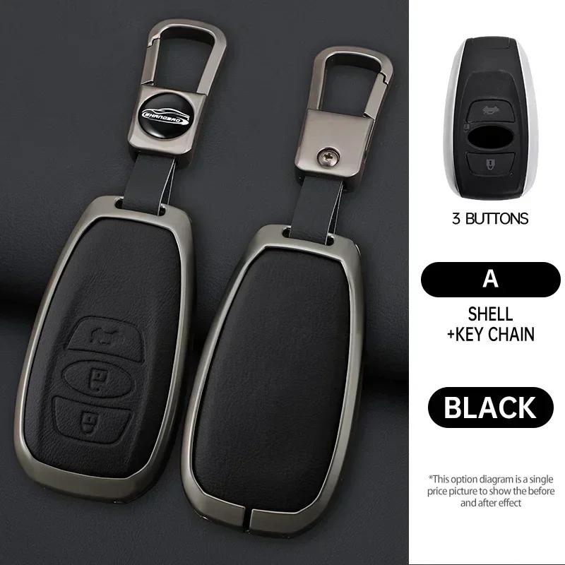 Interior Mouldings Zinc Alloy Leather Car Key Case Cover For Subaru BRZ STI XV SV Forester Legacy Outback Crosstrek Impreza WRX