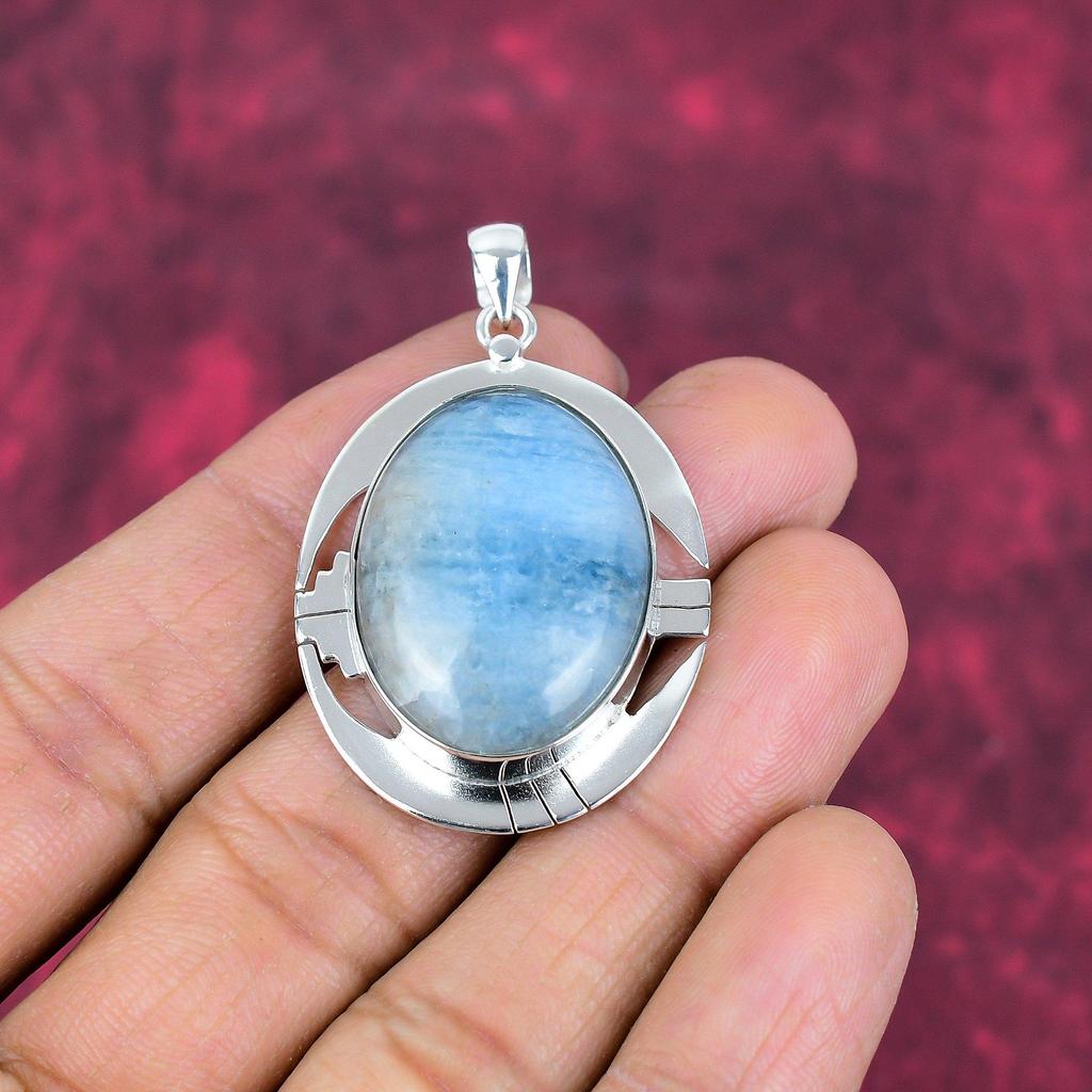 Stříbrný přívěsek z kyanitu 925, ručně vyráběné šperky s drahokamy, dárky pro manželku, zbrusu nový přívěsek