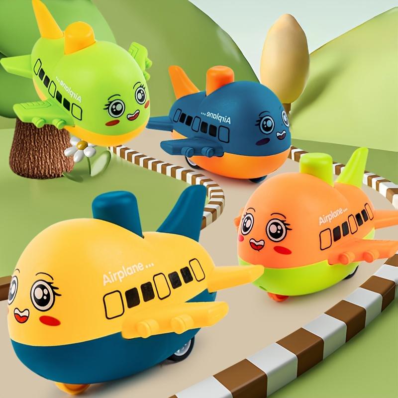 1pc FunPlay Cartoon Airplane Model Toy for Kids, Plastic Press and Glide Vehicle,Battery Free,No Special Features,Limited Control Range Mixed Colors