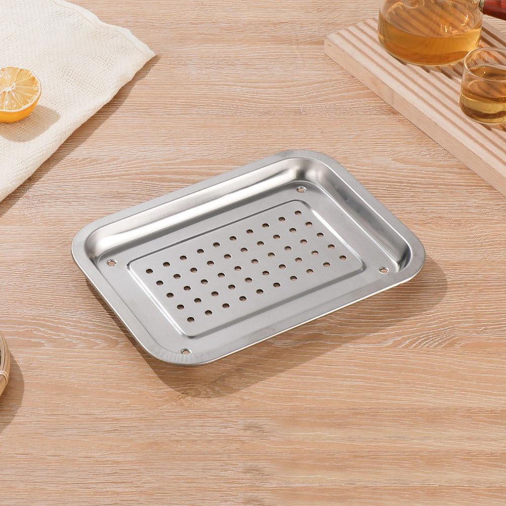 

Japanese Style Tea Tray Stainless Steel Barbecue Plate New Drainage Water Tray Kitchen Bar 27x20x2cm
