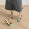 French Niche Design Bow Spell Bag Head Empty Sandals Summer Thin Heel Pointed High Heels