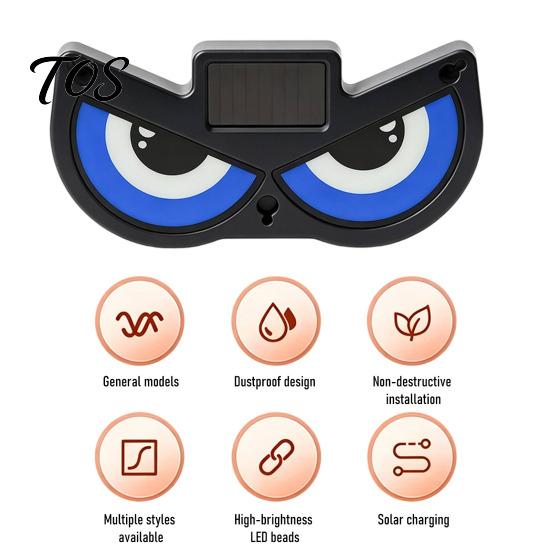 Custom Car Interior Decor Solar Demon Eye Window Light, Dynamic LED Night Light with Smart Enthusiast Display Sensor Modes, Suction Cup, Wireless USB