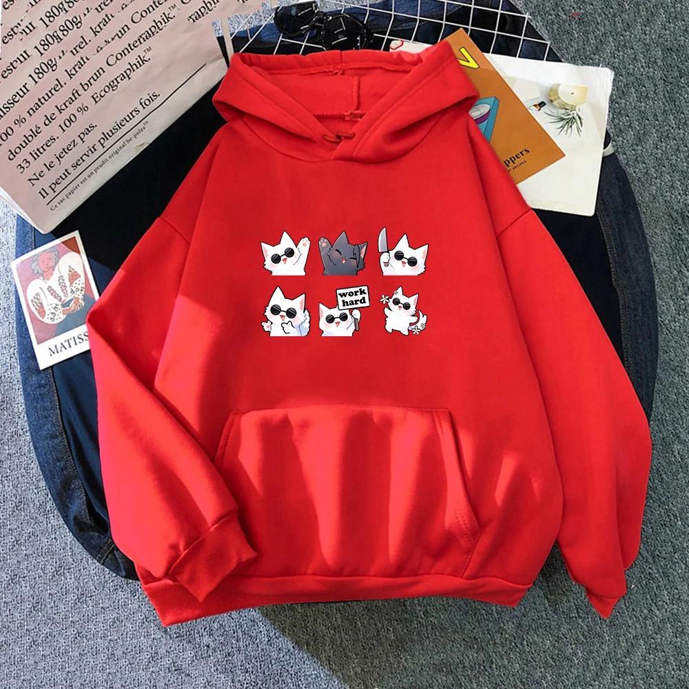 Kawaii cat print men's Harajuku hoodie casual sweatshirt Korean sweatshirt high-quality casual hoodie