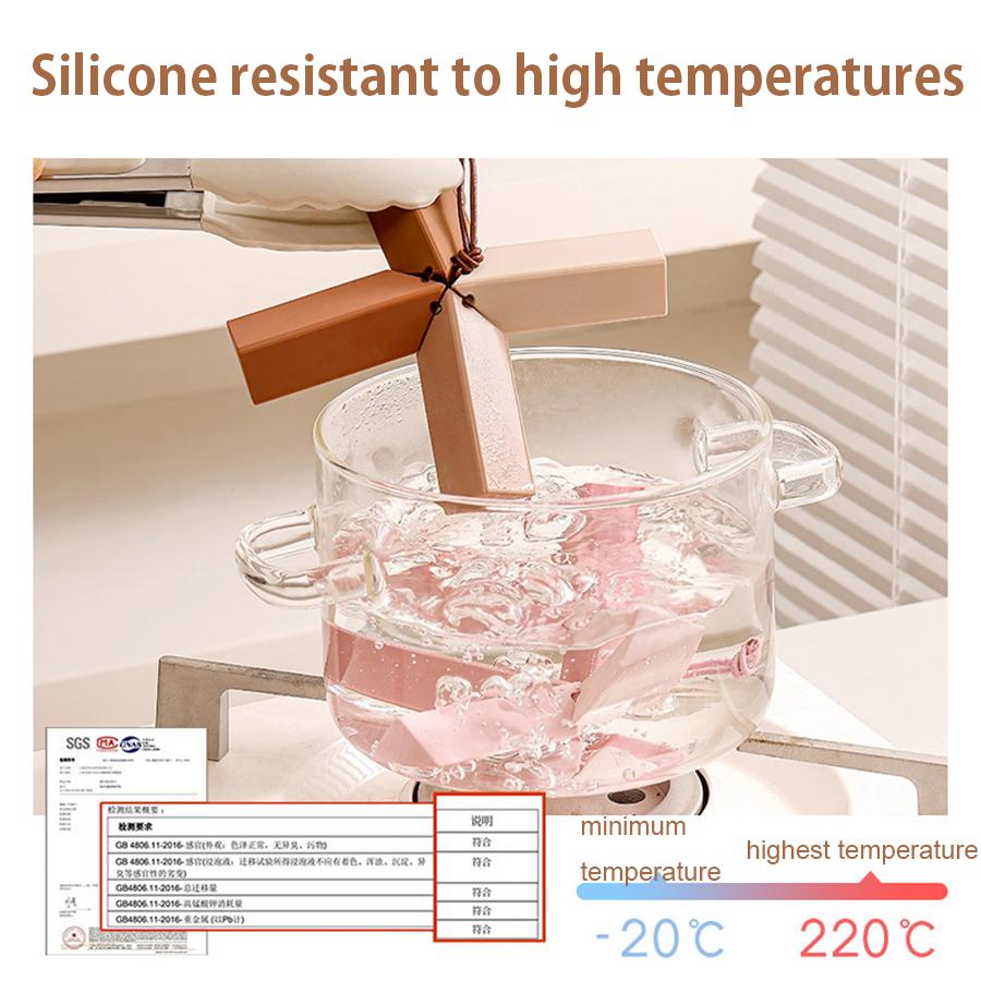 4pc Silicone Heat-Resistant Mat Pot Holder Dining Table Heat-Proof Coaster Waterproof Non-Slip Coaster Foldable Hanging Storage
