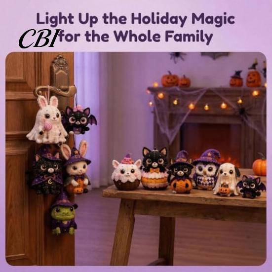 Halloween Patchwork-Set Friends Set, Tier DIY Nähen Machen 4 Farbechte Stoffe Entzückende Charaktere, Basteln für Anfänger Handgemachtes Geschenk Feiertag