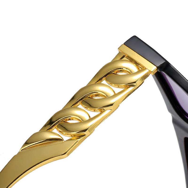 2023 Trendy European & American Oversized Hip Hop Sunglasses with Exaggerated Gold Chain