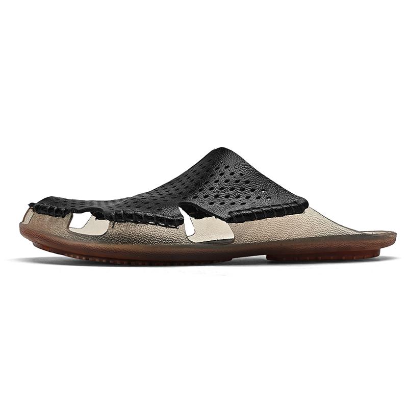 38-47 Летние мужские повседневные сандалии Мужские большие ручной работы шлепанцы Уличные сандалии пляжные шлепанцы 38 чёрный