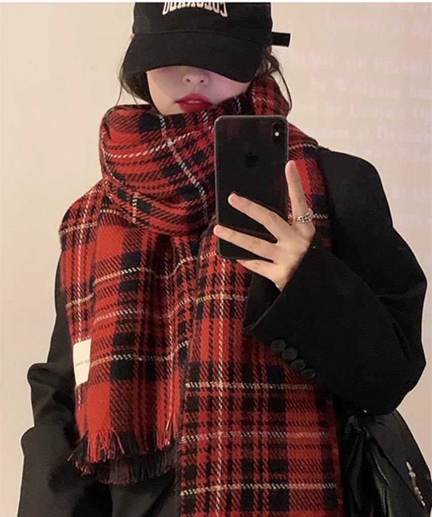 

Тунлу шарф женский осенне-зимний однотонный имитация кашемира универсальный китайский красный весенне-осенний комнатный теплый шаль-шарф 175Cm or more