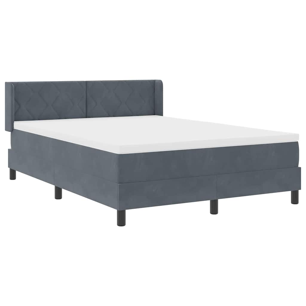 Box Spring Bed with Headboard Dark Grey 200 x 140 cm Velvet