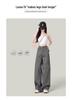 Women's Gray Wide-Leg Cargo Pants, Retro High-Waisted Slimming Jeans for Spring/Autumn 2025